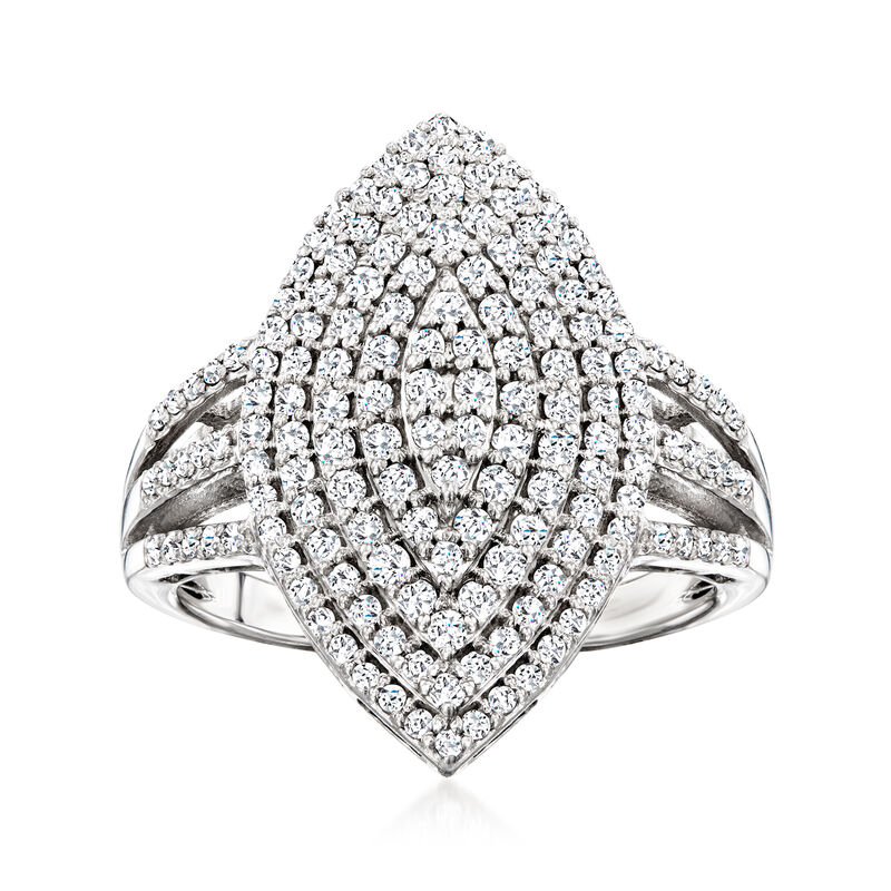 1.00 ct. t.w. Pave Diamond Marquise-Shaped Ring in Sterling Silver image number 0