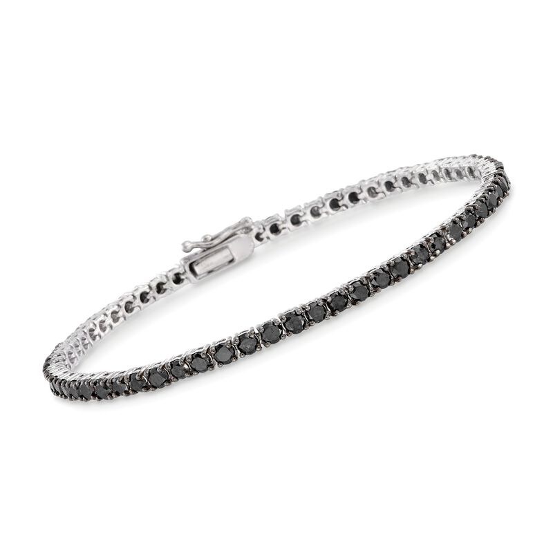 5.00 ct. t.w. Black Diamond Tennis Bracelet in Sterling Silver. 7&quot; image number 0