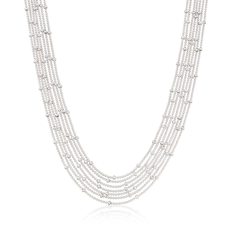 Italian Sterling Silver Seven Strand Bead Chain Necklace. 18&quot; image number 1