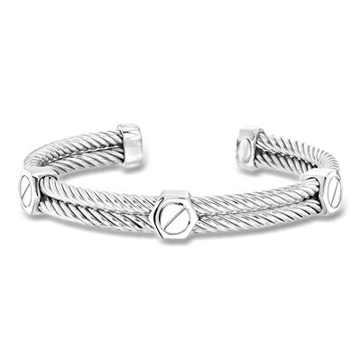 Phillip Gavriel Men's Sterling Silver Station Cuff Bracelet