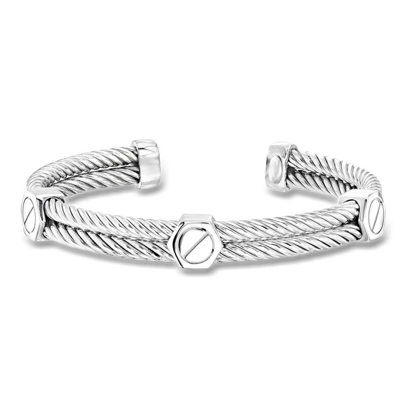 Phillip Gavriel Men's Sterling Silver Station Cuff Bracelet. 7.5" image number 0