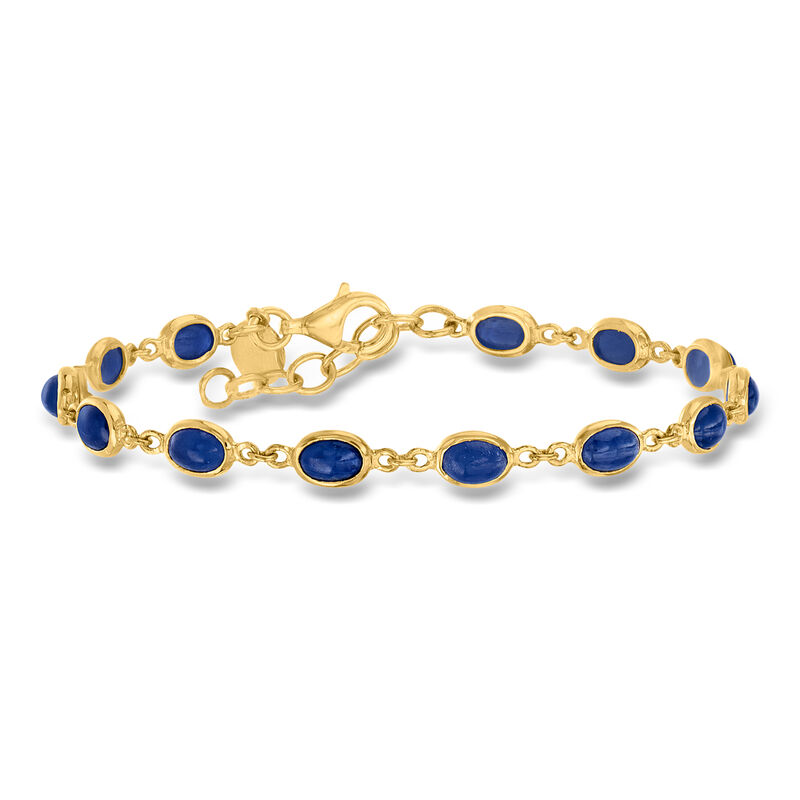 9.00 ct. t.w. Sapphire Station Bracelet in 18kt Gold Over Sterling. 7" image number 0