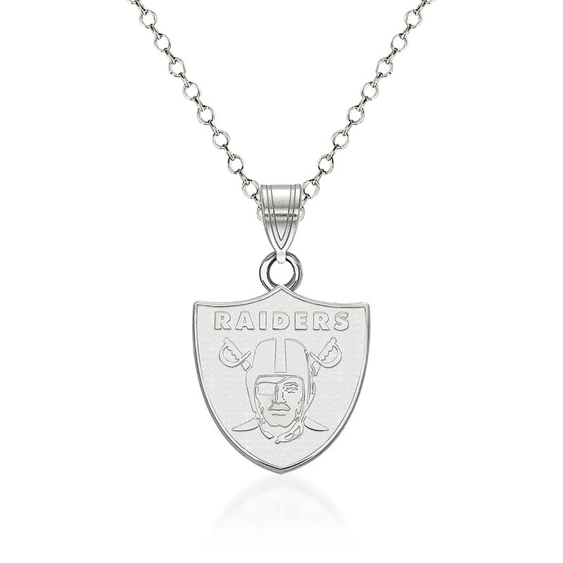 Sterling Silver NFL Oakland Raiders Small Pendant Necklace. 18&quot; image number 0