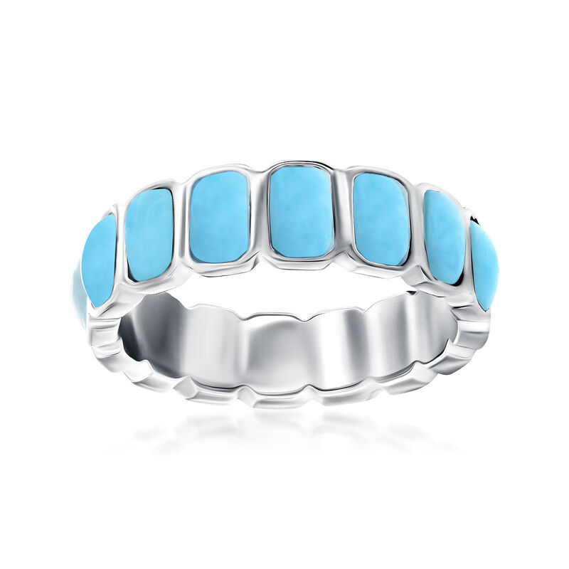 Larimar Eternity Band in Sterling Silver. Size 9 image number 0