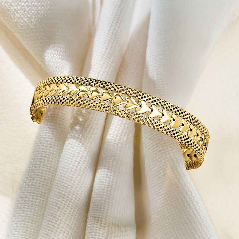Italian 18kt Gold Over Sterling Silver Heart-Motif Bracelet image number 3
