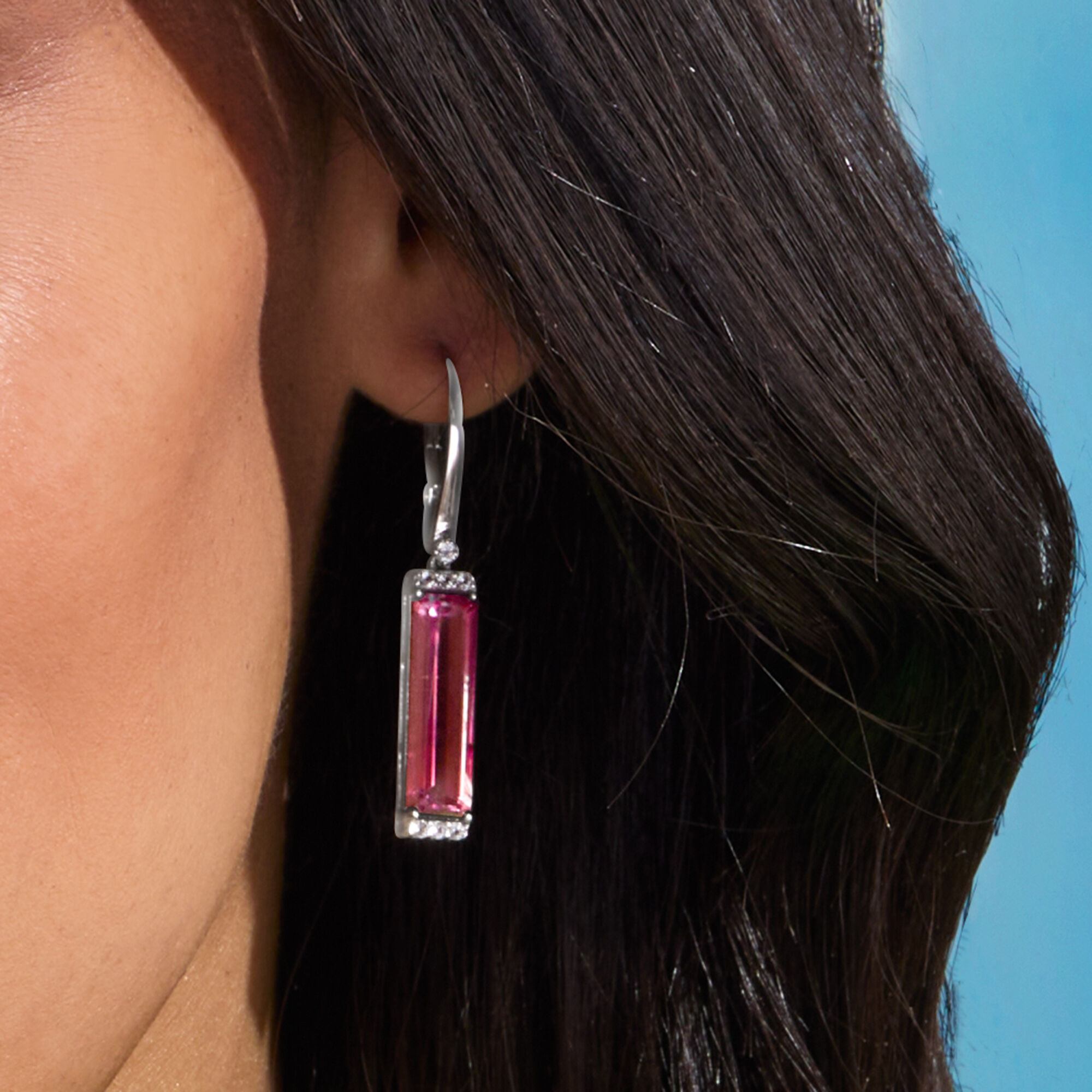 12.29 ct. t.w. Pink and White Topaz Drop Earrings in Sterling Silver