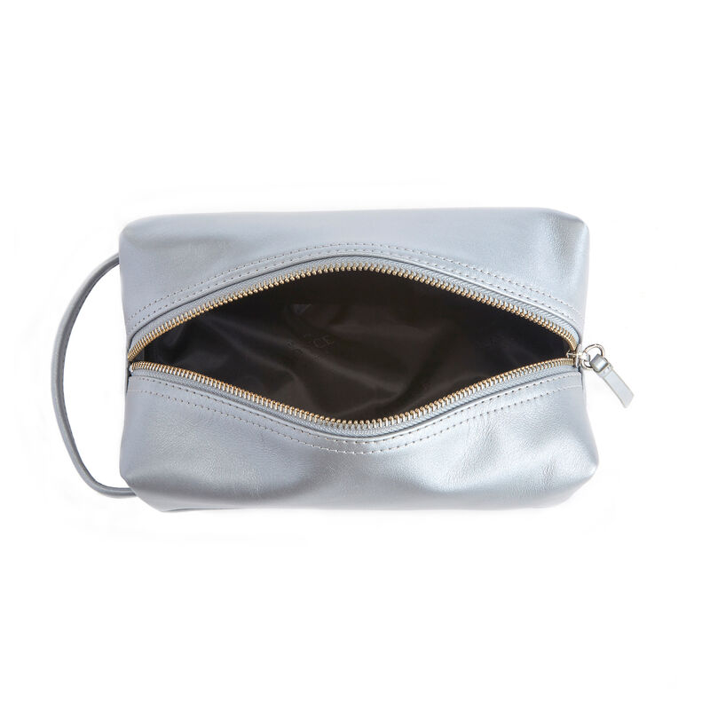 Royce Silver Leather Compact Toiletry Bag image number 3