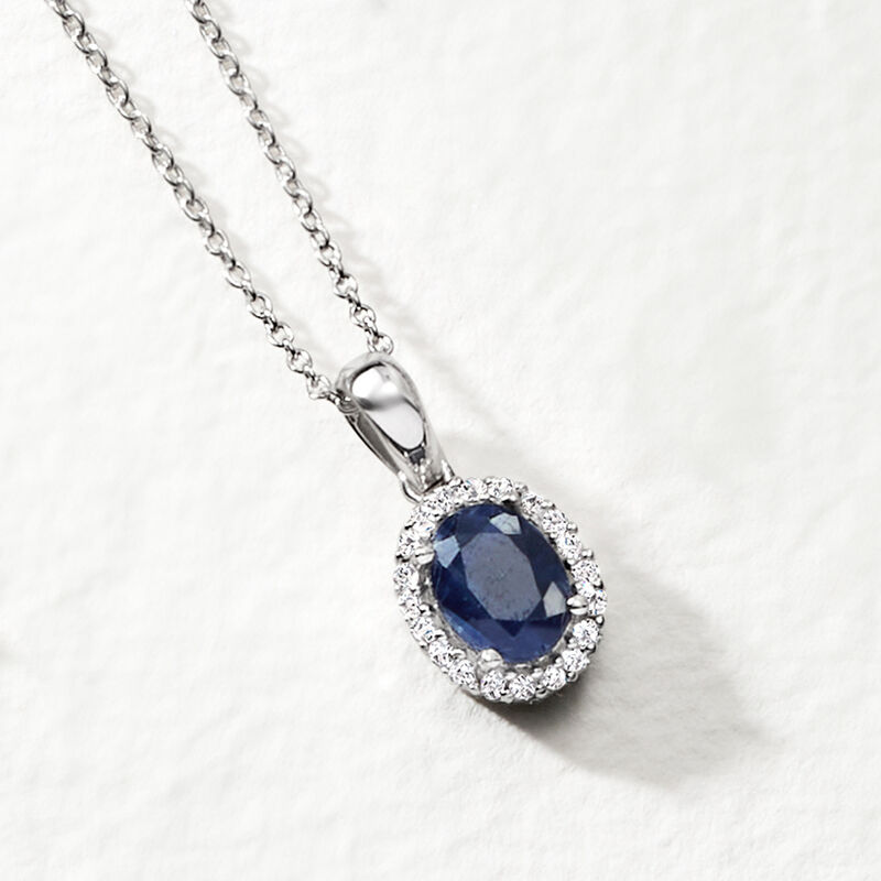 1.50 Carat Sapphire and .20 ct. t.w. White Topaz Pendant Necklace in Sterling Silver image number 2
