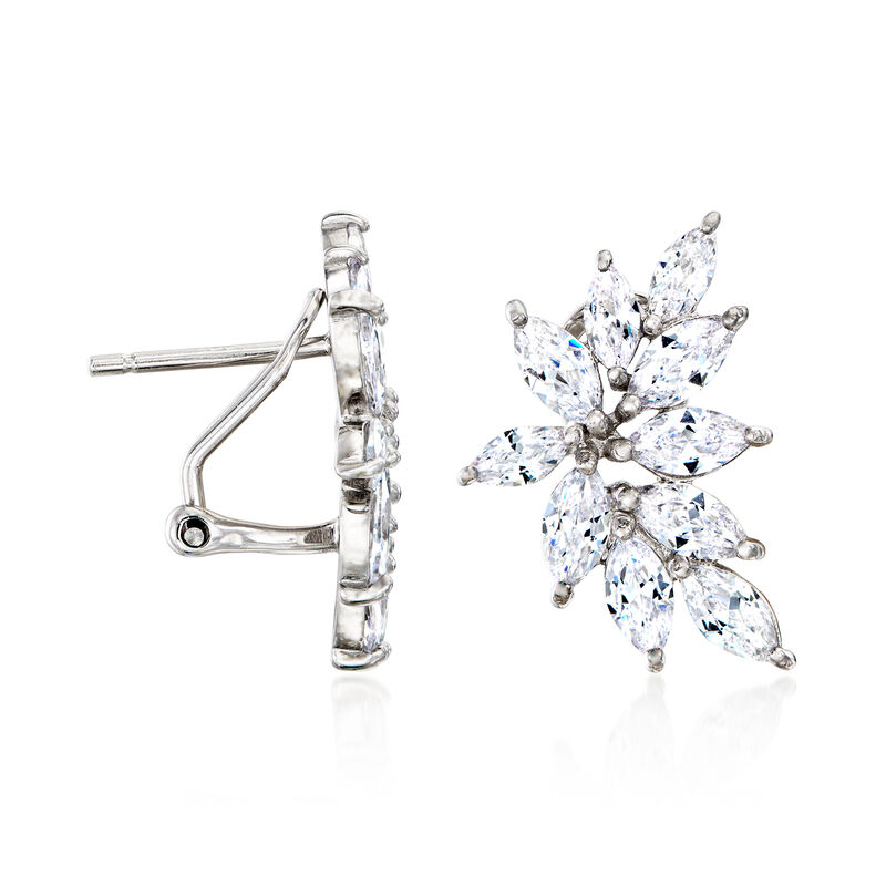 3.50 ct. t.w. Marquise CZ Cluster Earrings in Sterling Silver  image number 2