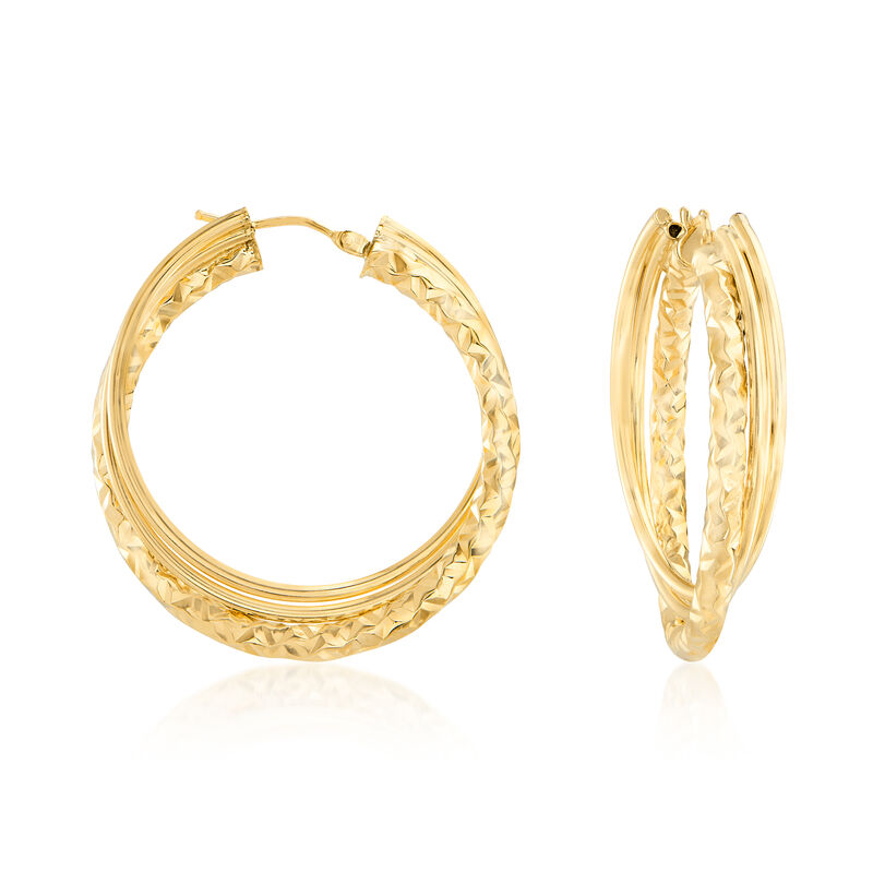 Italian 14kt Yellow Gold Intertwined Hoop Earrings image number 0
