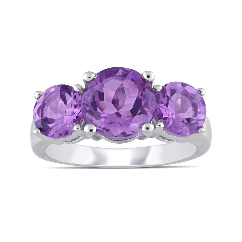 3.40 ct. t.w. Amethyst Three-Stone Ring in Sterling Silver image number 0