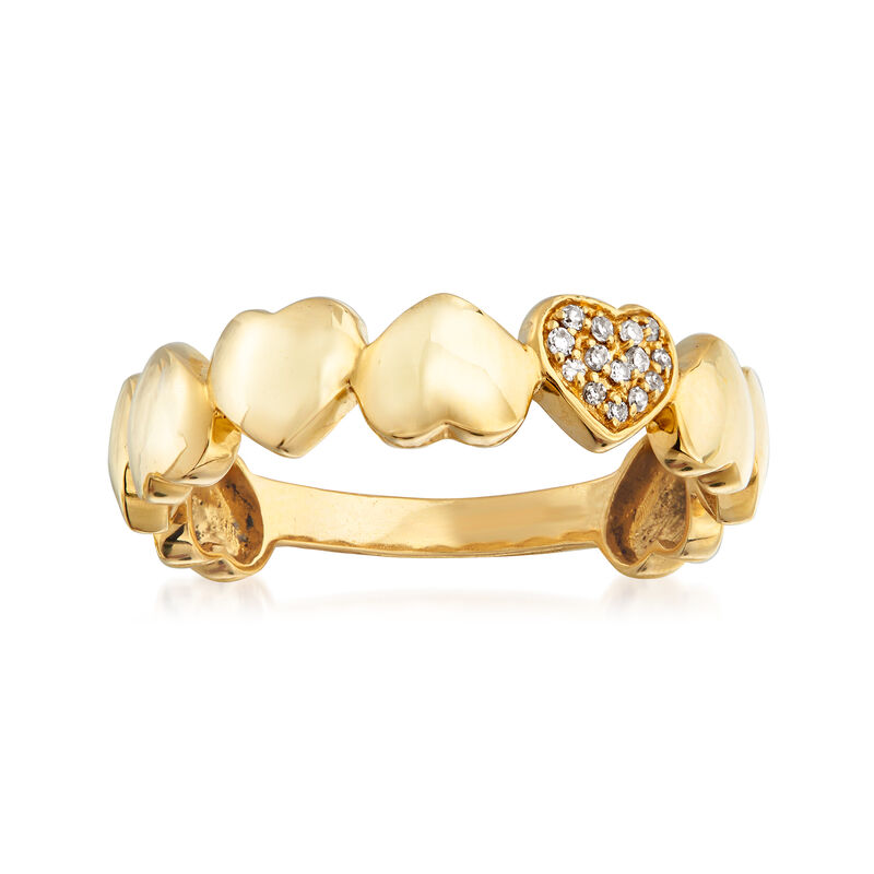 18kt Yellow Gold Multi-Heart Ring with Diamond Accents image number 0
