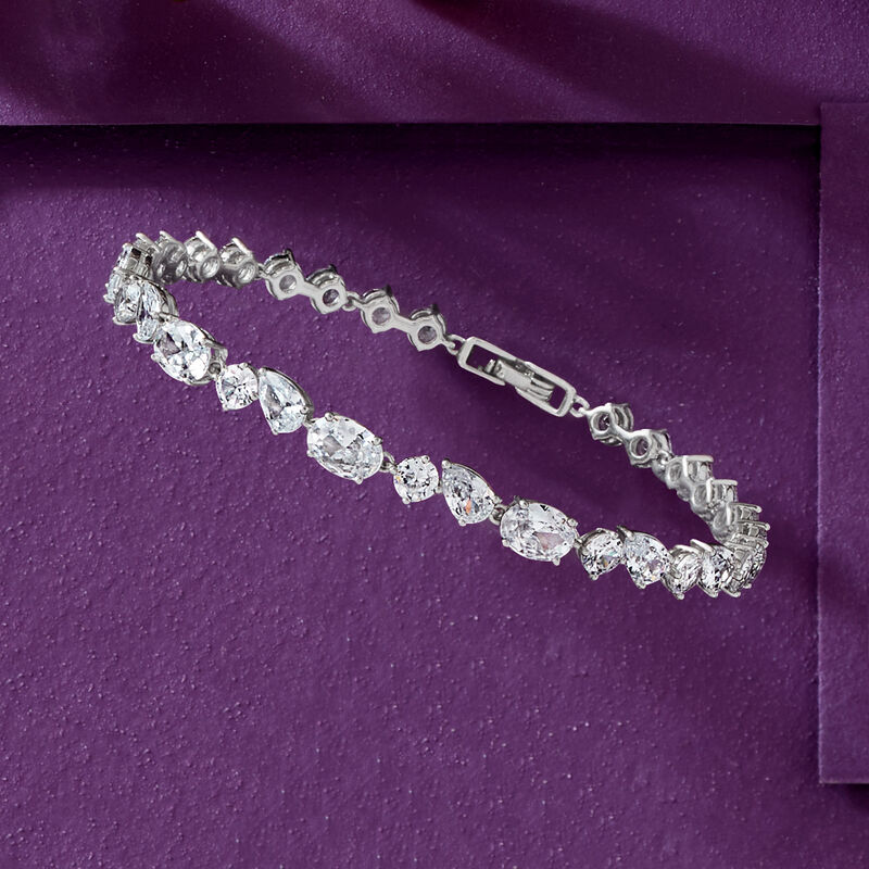 Rhodium-Plated Bracelet with 10.35 ct. t.w. CZs. 7" image number 4