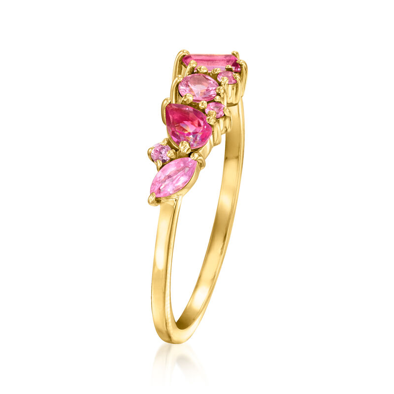 .40 ct. t.w. Tonal Pink Multi-Gemstone Ring in 14kt Yellow Gold image number 2
