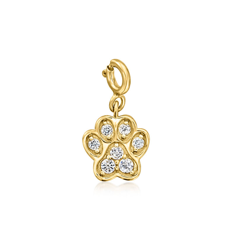 .40 ct. t.w. White Topaz Paw Print Charm in 18kt Gold Over Sterling  image number 0