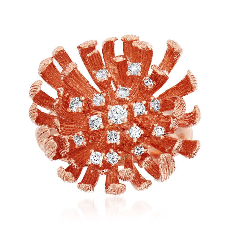 C. 1990 Vintage Piero Milano .40 ct. t.w. Diamond Flower Ring in 18kt Rose Gold. Size 6.75 image number 0