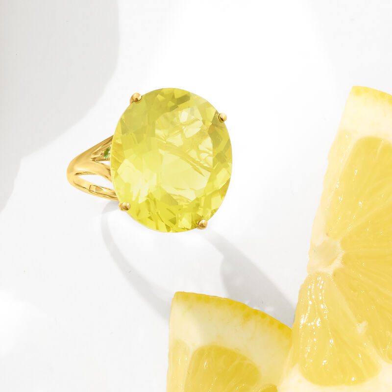 20.00 Carat Lemon Quartz Ring in 14kt Yellow Gold image number 5
