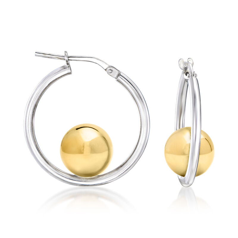 Italian Two-Tone Sterling Silver Ball Hoop Earrings image number 0