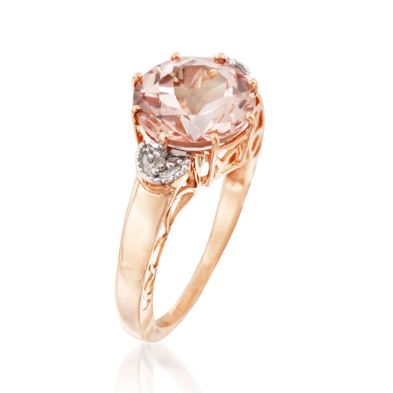 3.40 Carat Morganite Ring with Diamonds in 14kt Two-Tone Gold image number 2