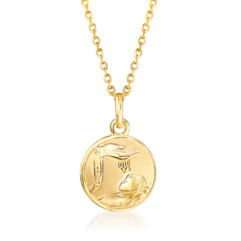 18kt Yellow Gold Baptism Pendant Necklace image number 0