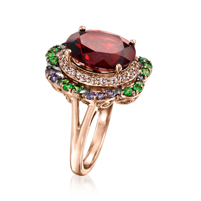 C. 2000 Vintage Le Vian 5.35 Carat Garnet and 1.15 ct. t.w. Multi-Gemstone Ring in 14kt Rose Gold. Size 7 image number 2
