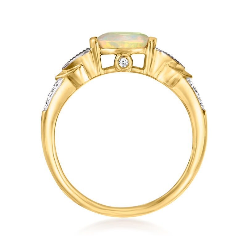 Ethiopian Opal Ring with .13 ct. t.w. Diamonds and .10 ct. t.w. Sapphires in 14kt Yellow Gold image number 3