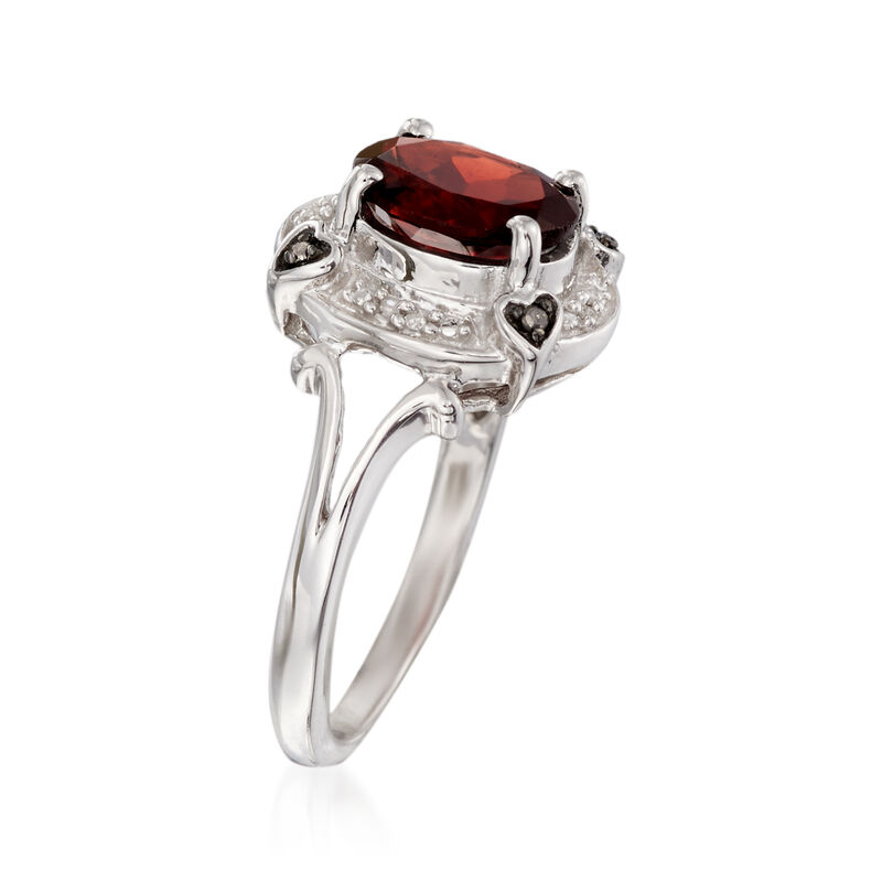 2.20 Carat Garnet Ring with Black and White Diamond Accents in Sterling Silver image number 2
