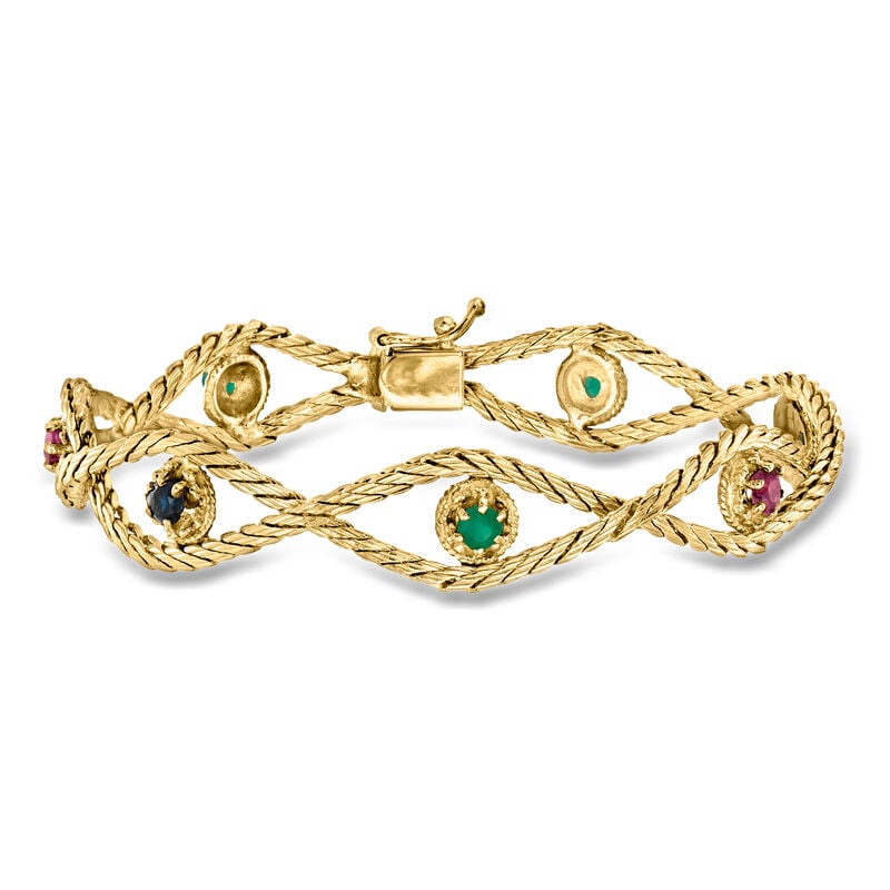 C. 1980 Vintage 1.25 ct. t.w. Multi-Gemstone Twisted Bracelet in 14kt Yellow Gold. 7" image number 0