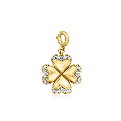 .10 ct. t.w. Diamond Clover Charm in 18kt Gold Over Sterling