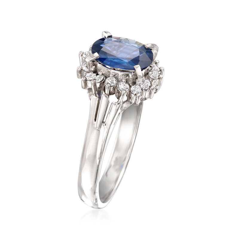 C. 2020 1.08 Carat Sapphire Ring with .21 ct. t.w. Diamonds in Platinum. Size 6 image number 2