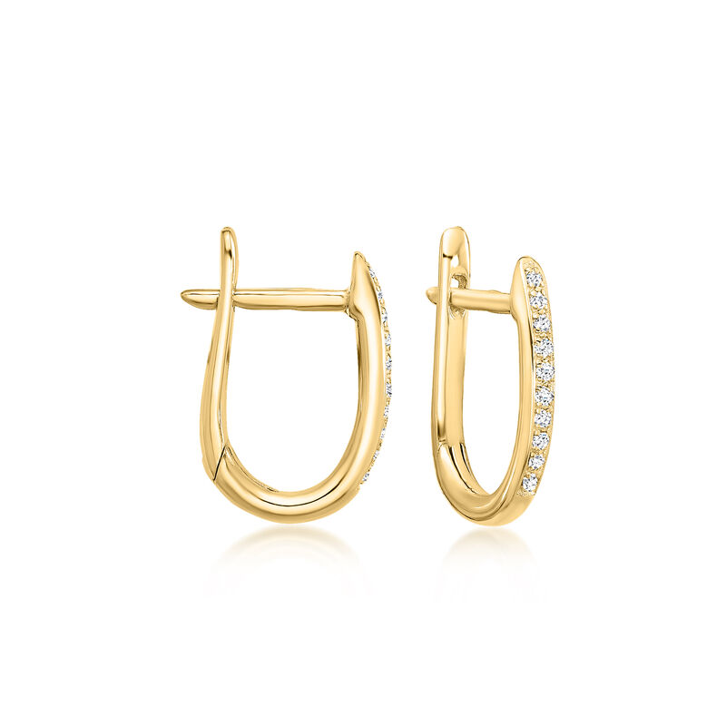.10 ct. t.w. Diamond Oval Hoop Earrings in 14kt Yellow Gold. 5/8&quot; image number 0
