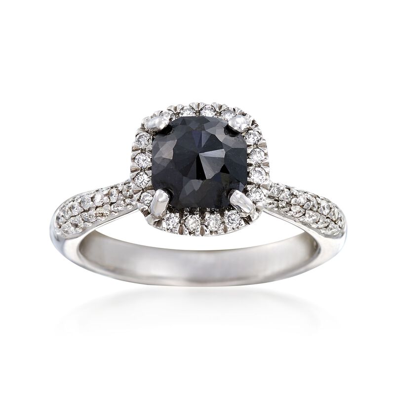 2.48 ct. t.w. Black and White Diamond Halo Ring in 14kt White Gold image number 0