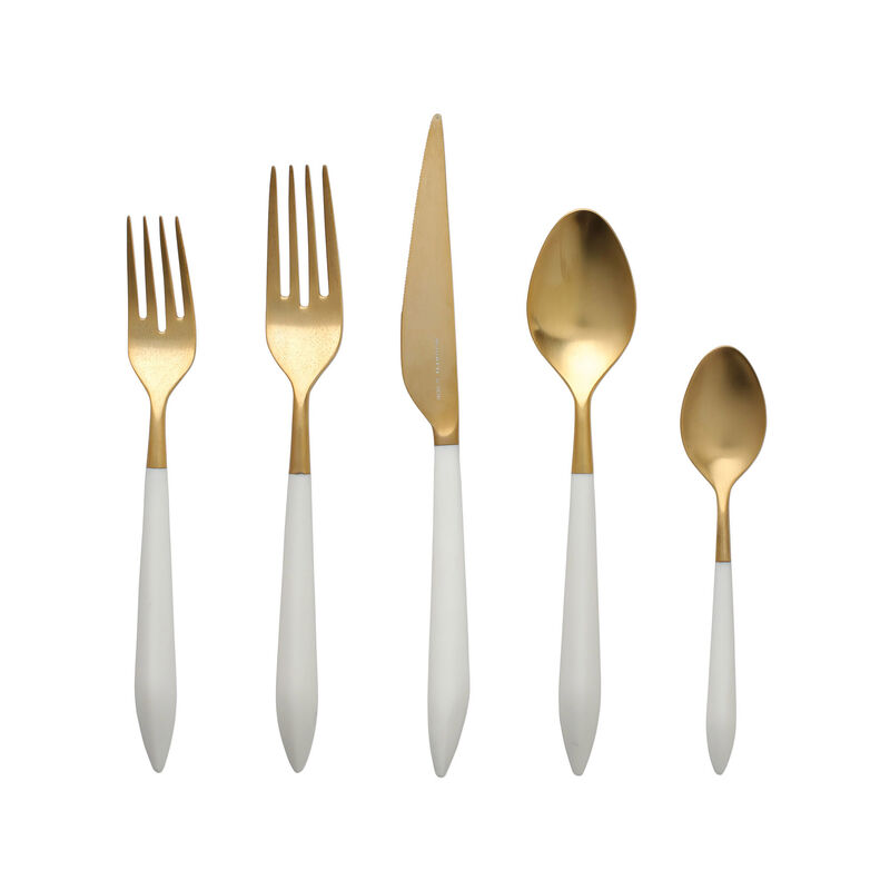 Vietri &quot;Ares Oro&quot; White 5-pc. 18/10 Stainless Steel Place Setting from Italy image number 0