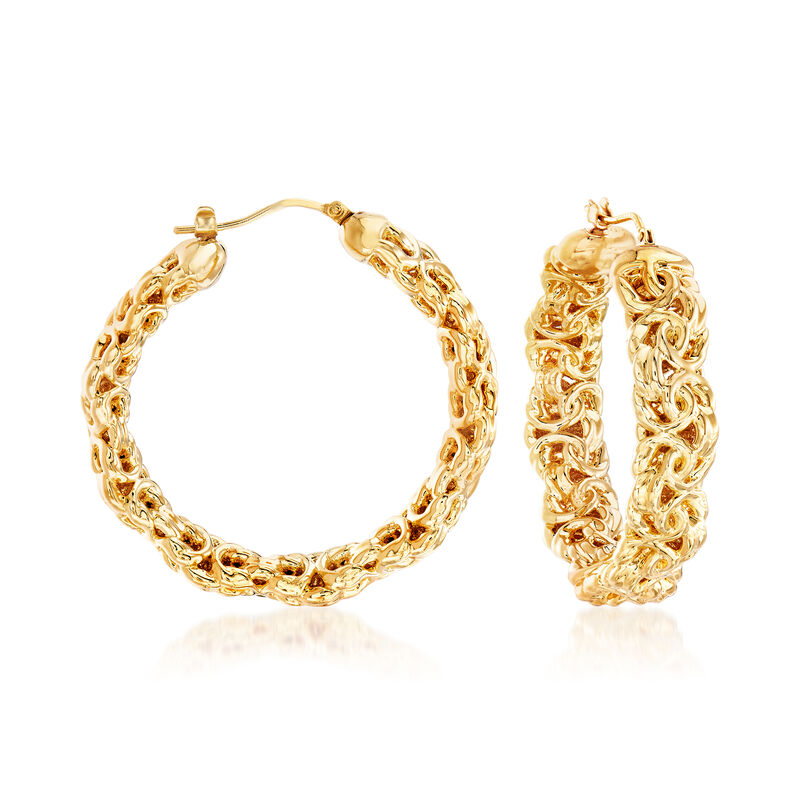 Italian Andiamo Byzantine Hoop Earrings in 14kt Gold Over Resin image number 0