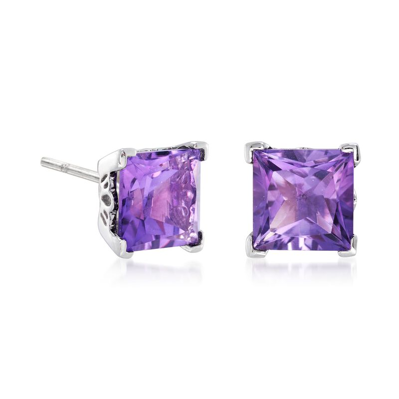 3.50 ct. t.w. Amethyst Stud Earrings in Sterling Silver  image number 2