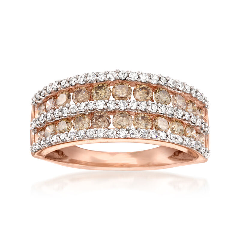 C. 2000 Vintage 1.15 ct. t.w. Brown and White Diamond Ring in 14kt Rose Gold. Size 6 image number 0