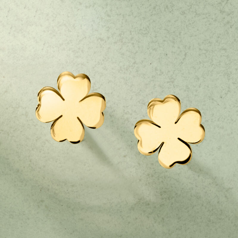 Italian 14kt Yellow Gold Four-Leaf Clover Earrings image number 3