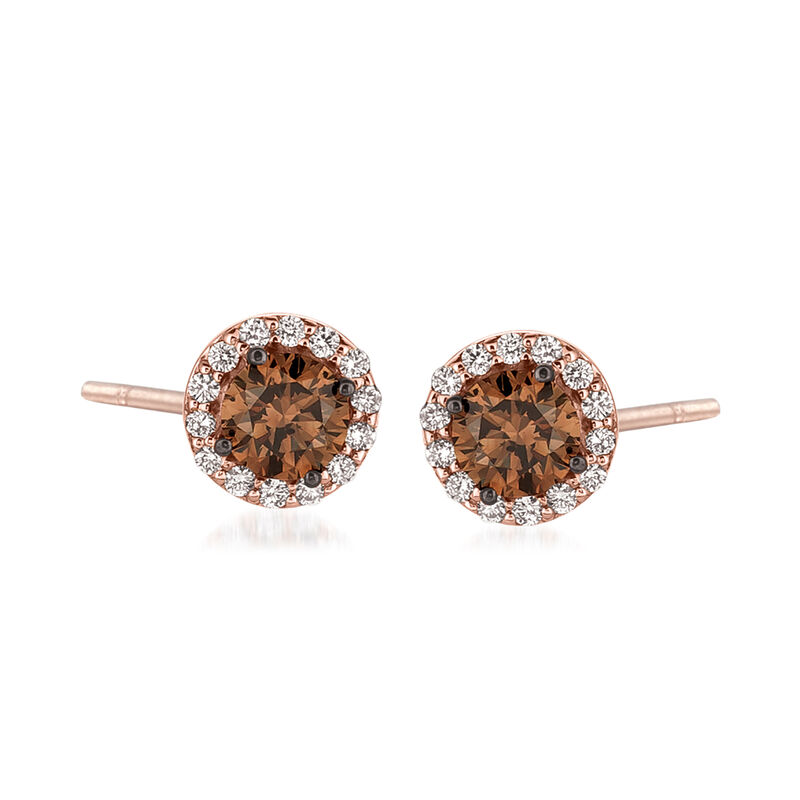 Le Vian &quot;Red Carpet&quot; .90 ct. t.w. Chocolate Diamond Earrings with .24 ct. t.w. Vanilla Diamonds in 14kt Strawberry Gold  image number 0