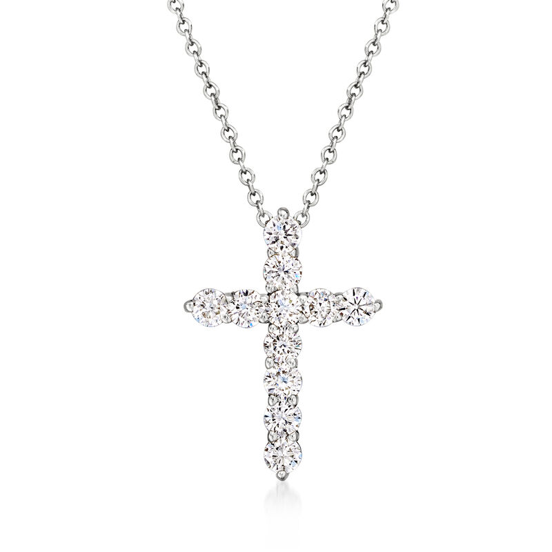 .50 ct. t.w. Lab-Grown Diamond Cross Pendant Necklace in 14kt White Gold image number 0