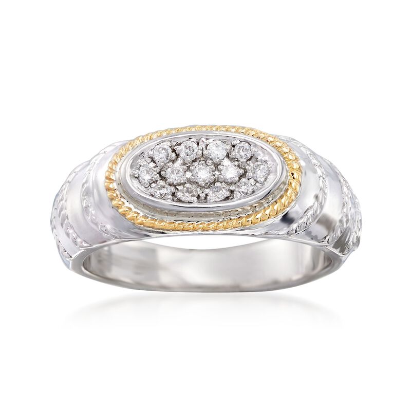 Andrea Candela &quot;Eco&quot; .15 ct. t.w. Diamond Ring in 18kt Yellow Gold and Sterling Silver image number 0