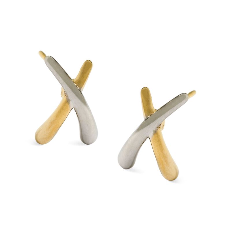 14kt Two-Tone Gold X Earrings image number 0