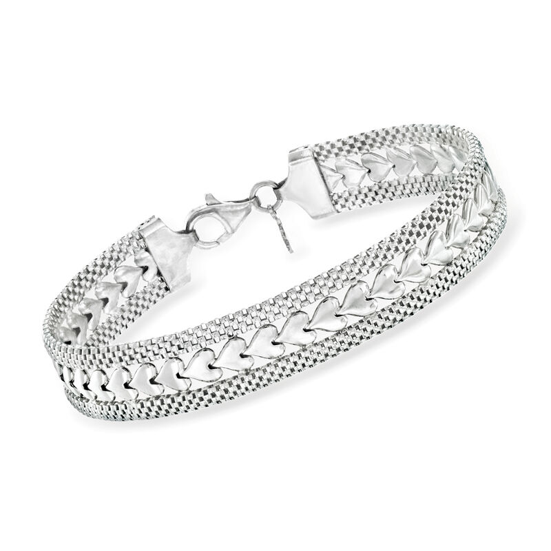 Italian Sterling Silver Heart-Motif Bracelet image number 0