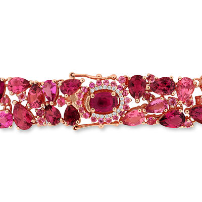 24.80 ct. t.w. Pink Tourmaline and .36 ct. t.w. Diamond Bracelet in 14kt Rose Gold