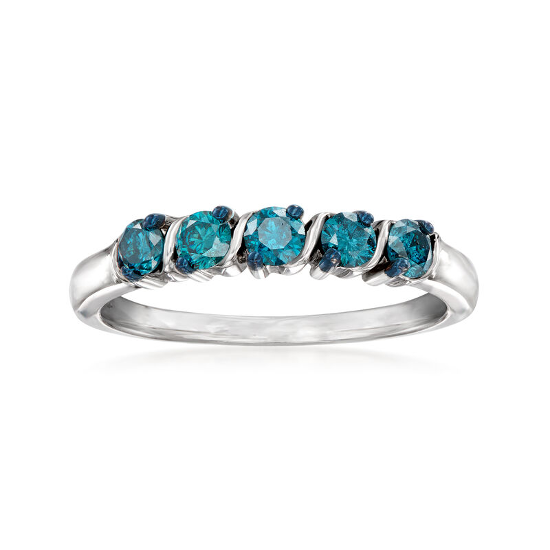 .50 ct. t.w. Blue Diamond Five-Stone Ring in Sterling Silver image number 0