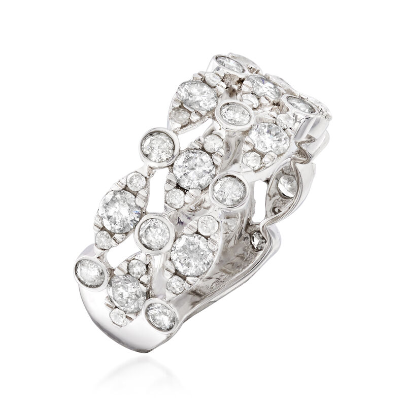 2.00 ct. t.w. Diamond Three-Row Ring in 14kt White Gold image number 2