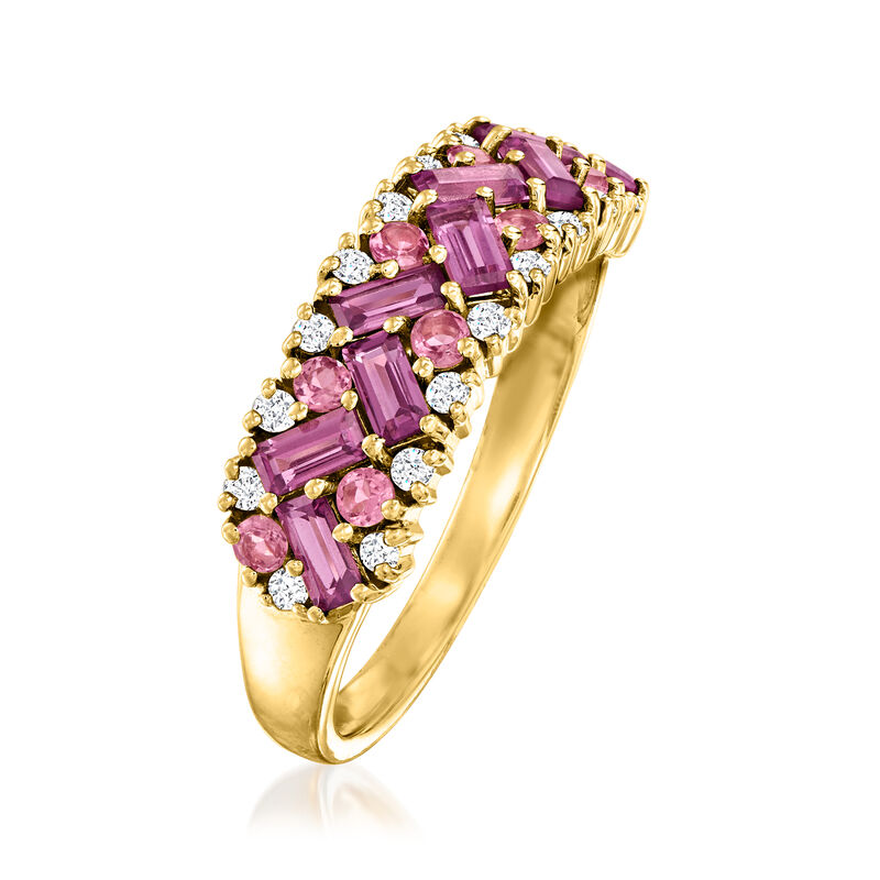 1.40 ct. t.w. Rhodolite Garnet and .30 ct. t.w. Pink Tourmaline Ring with .25 ct. t.w. Diamonds in 14kt Yellow Gold image number 2