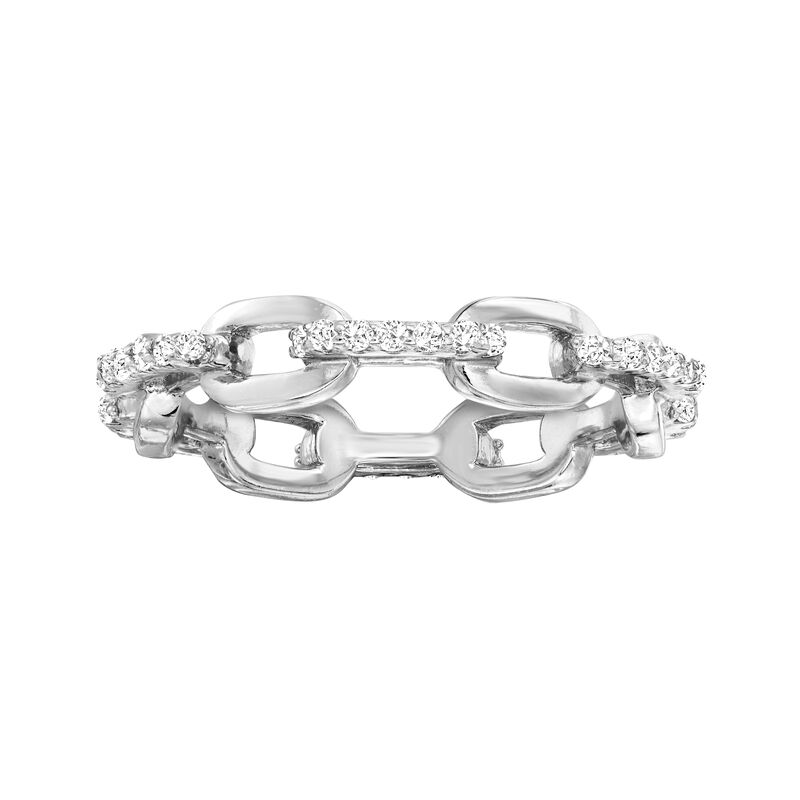 .30 ct. t.w. CZ Paper Clip Link Ring in Sterling Silver image number 0