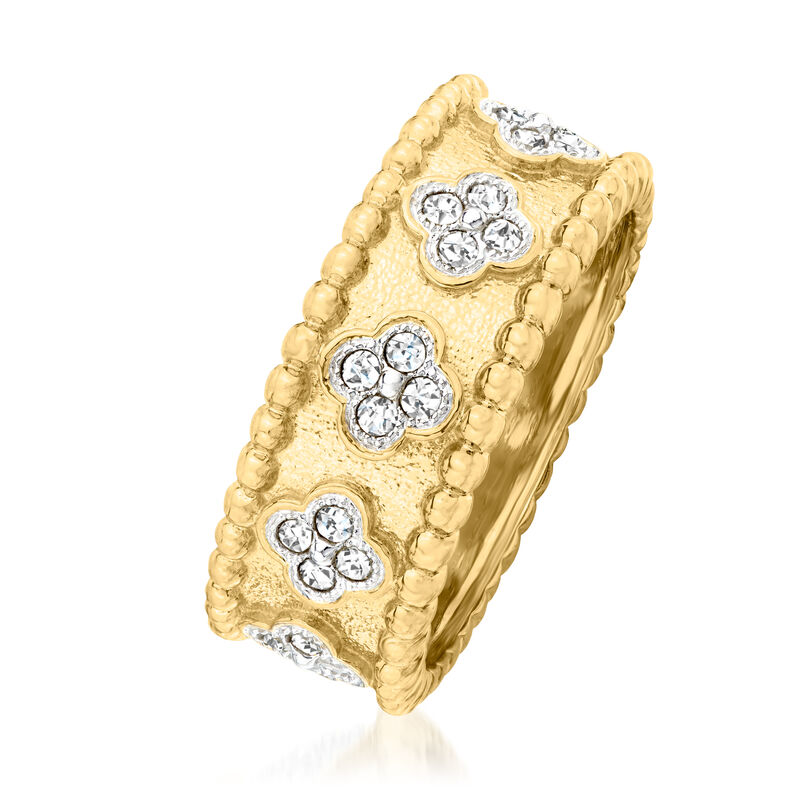 .50 ct. t.w. Diamond Clover Ring in 18kt Gold Over Sterling image number 2