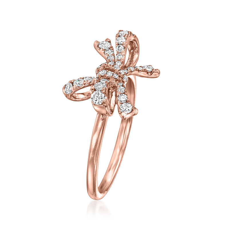 C. 1990 Vintage Effy .40 ct. t.w. Diamond Bow Ring in 14kt Rose Gold. Size 6.5 image number 2