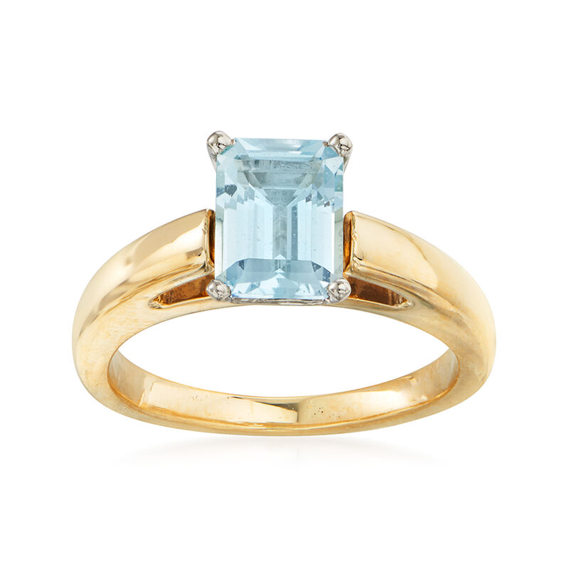 C. 2000 Vintage 1.35 Carat Aquamarine Ring in 14kt Yellow Gold image number 0